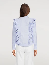 Tilia Cotton Poplin Shirt With Cutout Floral Embroidery