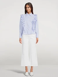 Tilia Cotton Poplin Shirt With Cutout Floral Embroidery