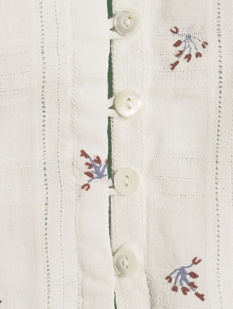 Florence Cotton Frill Three-Quarter Sleeve Blouse