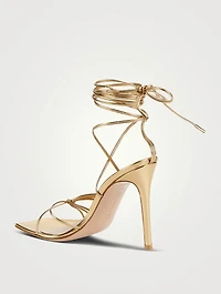 Sylvie Metallic Leather Ankle-Tie Sandals