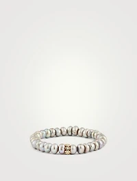 Pearl Bracelet With Large 14K Gold Evil Eye Bead