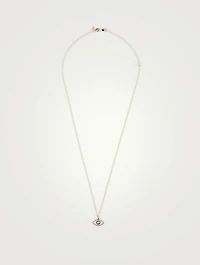 14K Gold Evil Eye Pendant Necklace With Pearl