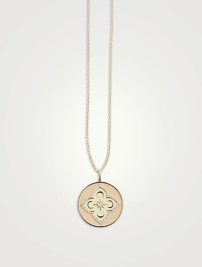 14K Gold Moroccan Flower Pendant Necklace With Diamonds
