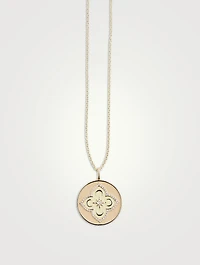 14K Gold Moroccan Flower Pendant Necklace With Diamonds