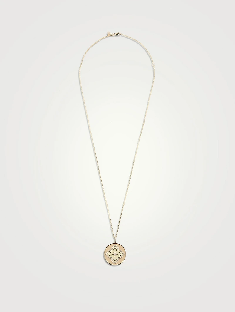 14K Gold Moroccan Flower Pendant Necklace With Diamonds