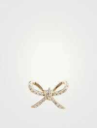 14K Gold Bow Pavé Diamond Stud Earring