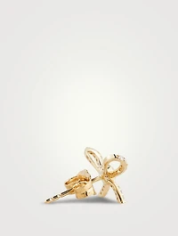 14K Gold Bow Pavé Diamond Stud Earring
