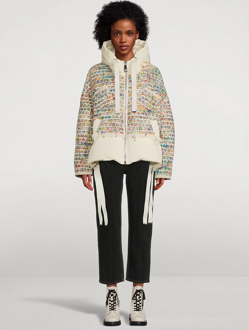 Khris Tweed Puffer Jacket With Hood