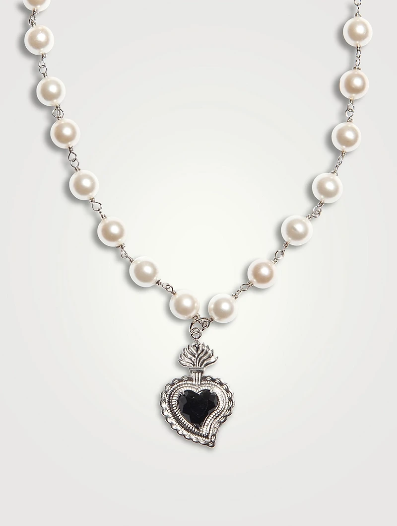 Radiant Heart Necklace With Pearls