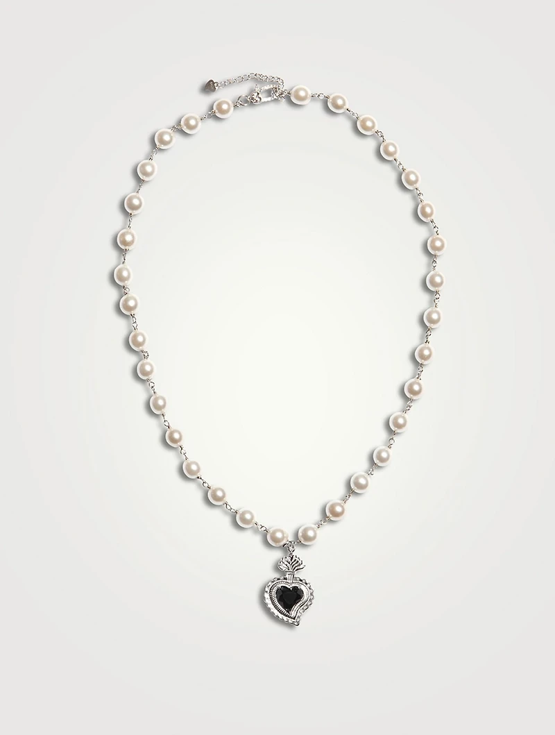 Radiant Heart Necklace With Pearls