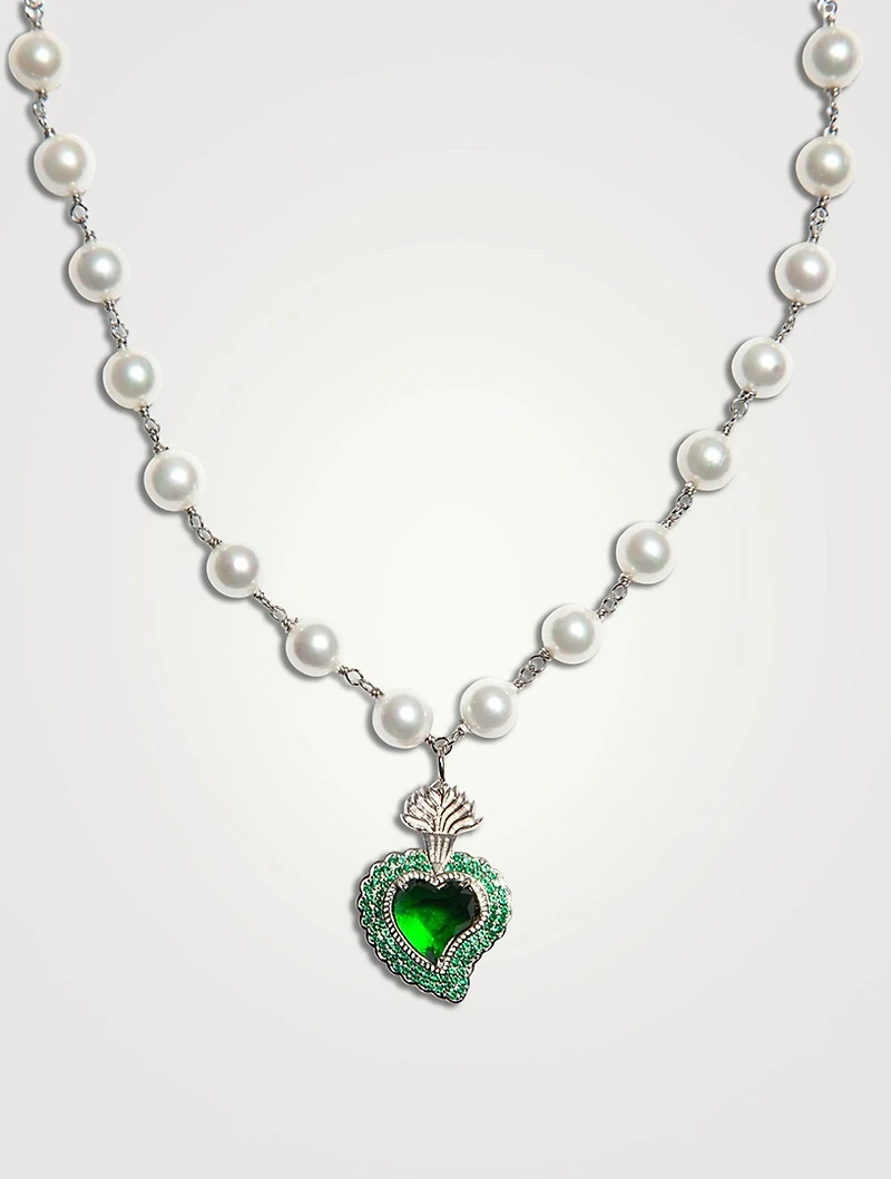 Rocky Radiant Heart Necklace With Pearls