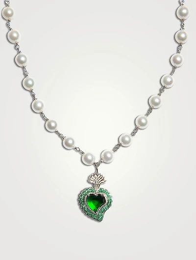 Rocky Radiant Heart Necklace With Pearls