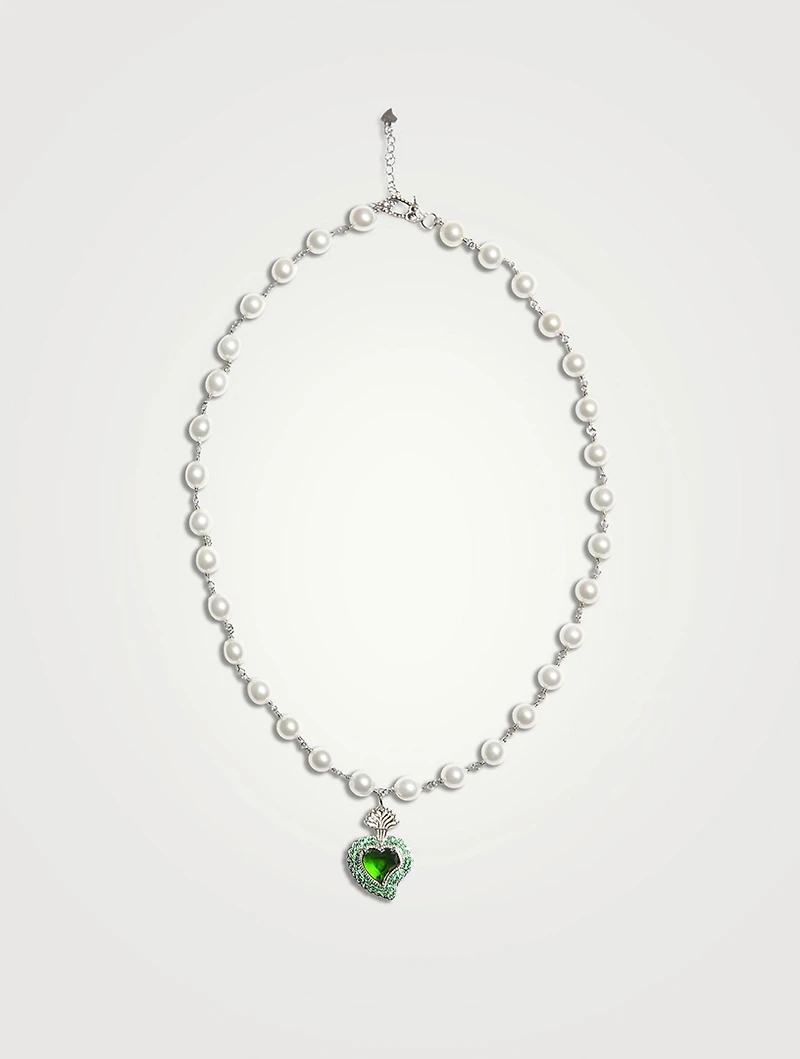 Rocky Radiant Heart Necklace With Pearls