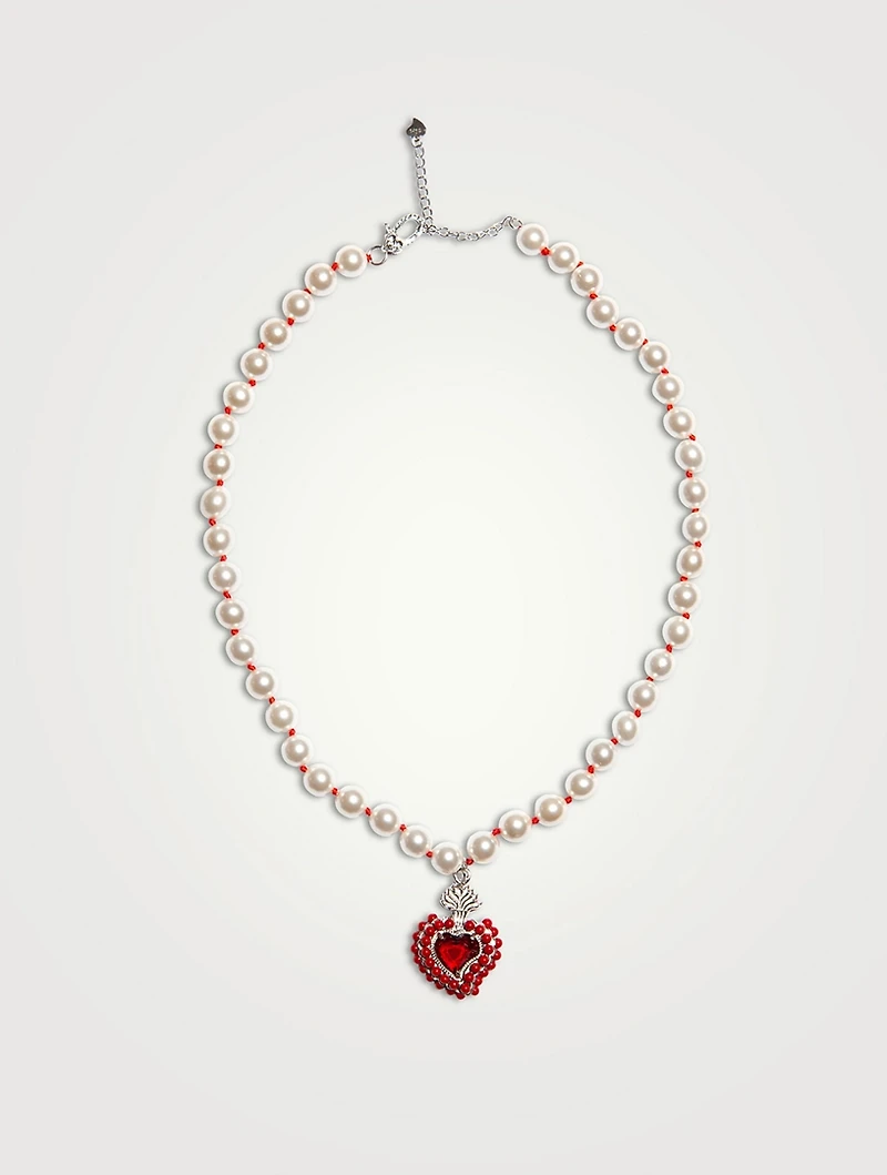 Radiant Heart Necklace With Pearls