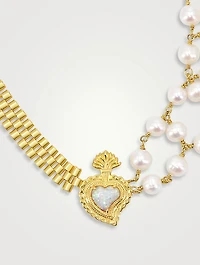Rise Radiant Heart 50/50 Necklace With Pearls