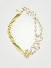 Rise Radiant Heart 50/50 Necklace With Pearls
