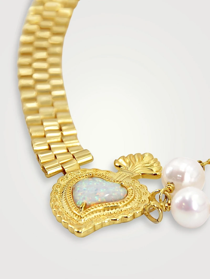 Rise Radiant Heart 50/50 Necklace With Pearls