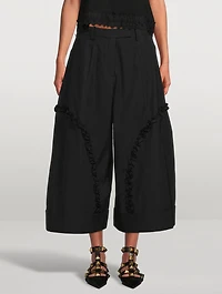 Sculpted Wide-Leg Trousers With Frill Detail