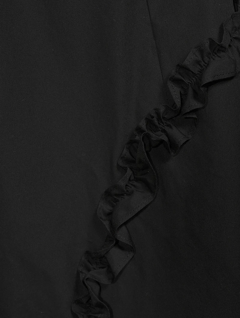 Sculpted Wide-Leg Trousers With Frill Detail
