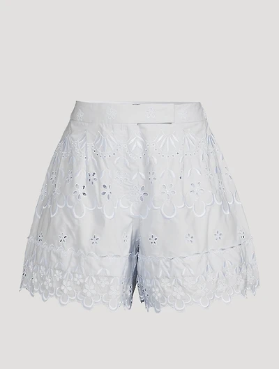 Embroidered Cotton Shorts
