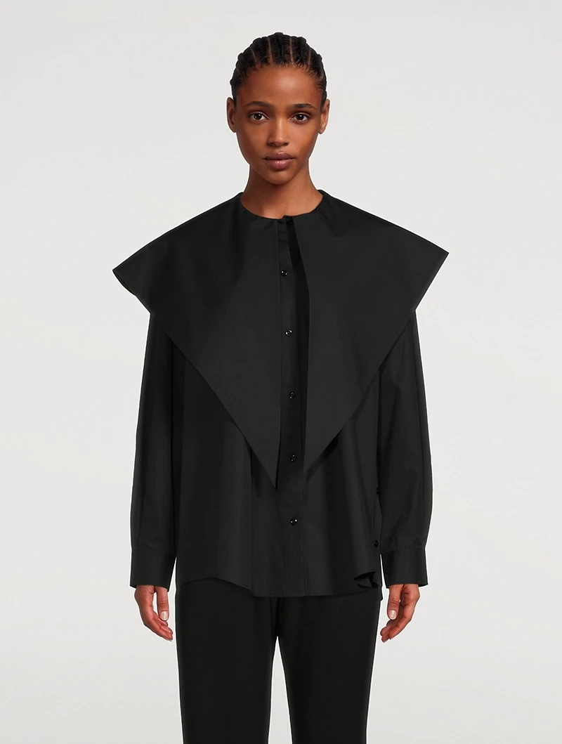 Masculine Cotton Shirt With Long Pointed Collar