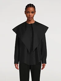 Masculine Cotton Shirt With Long Pointed Collar