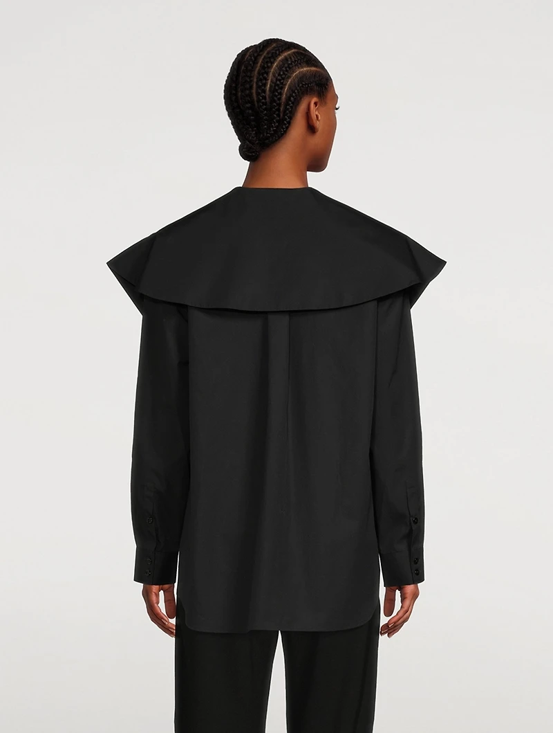 Masculine Cotton Shirt With Long Pointed Collar