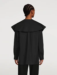 Masculine Cotton Shirt With Long Pointed Collar