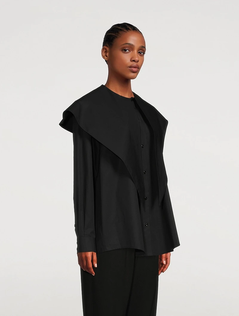 Masculine Cotton Shirt With Long Pointed Collar