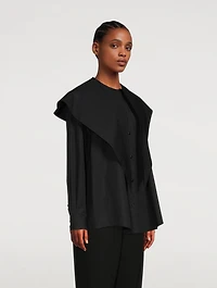 Masculine Cotton Shirt With Long Pointed Collar