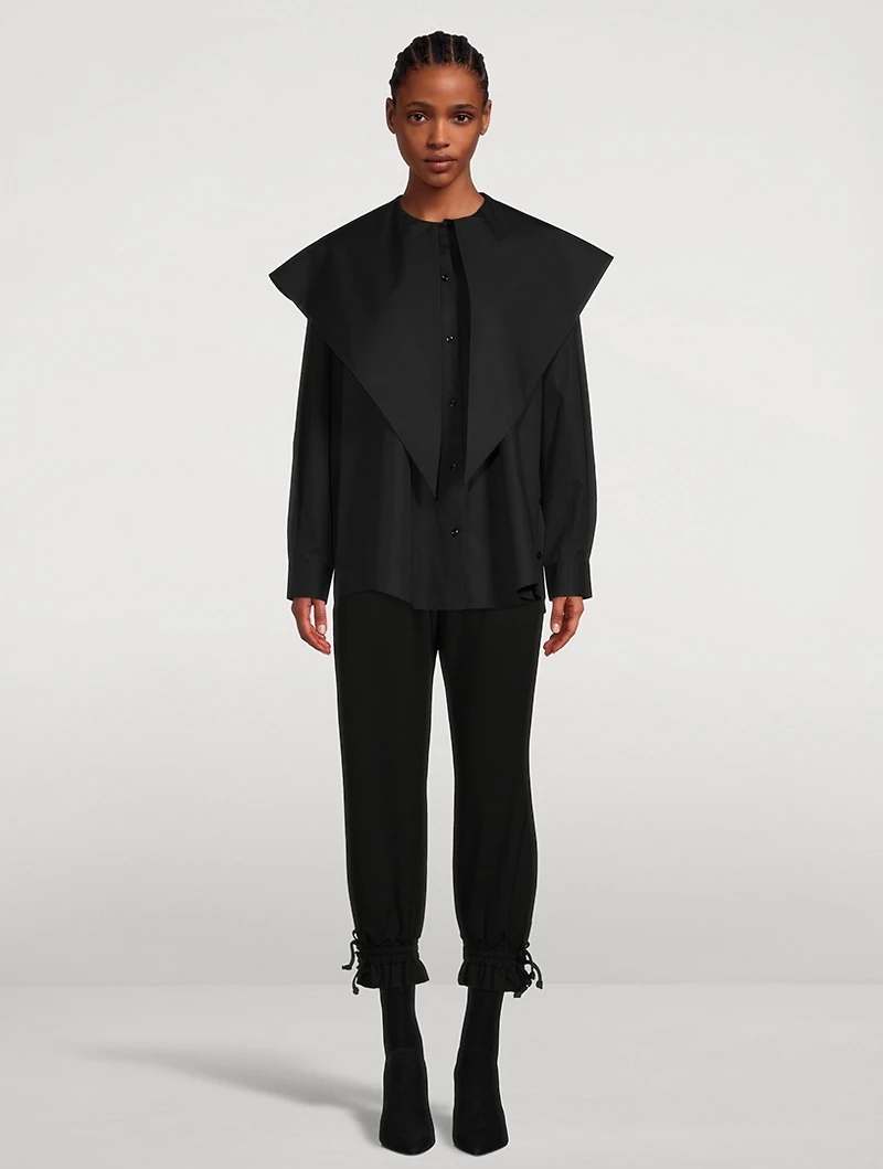 Masculine Cotton Shirt With Long Pointed Collar