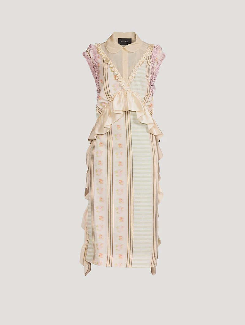 Sleeveless Patchwork Dress With Tulle Insert