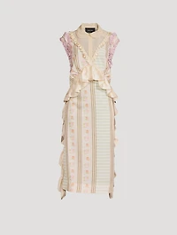 Sleeveless Patchwork Dress With Tulle Insert