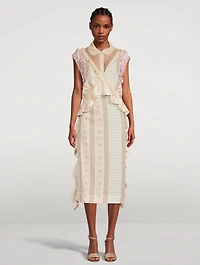 Sleeveless Patchwork Dress With Tulle Insert