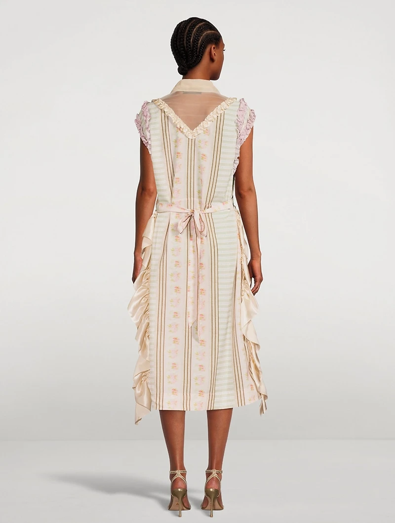 Sleeveless Patchwork Dress With Tulle Insert