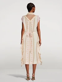 Sleeveless Patchwork Dress With Tulle Insert