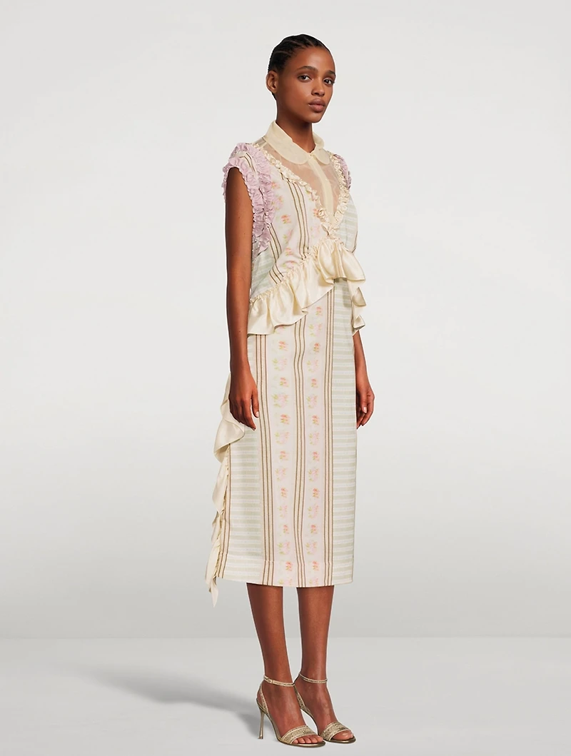 Sleeveless Patchwork Dress With Tulle Insert