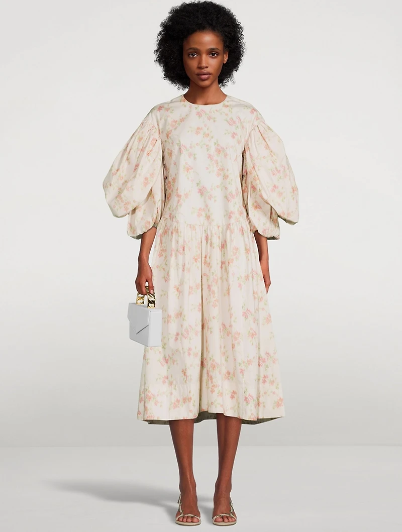 Layered Signature Sleeve Smock Dress Floral Print