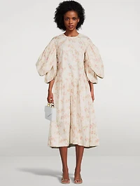 Layered Signature Sleeve Smock Dress Floral Print