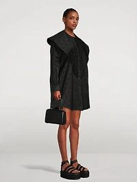 Daisy Faille Shirt Dress With Long Pointed Collar