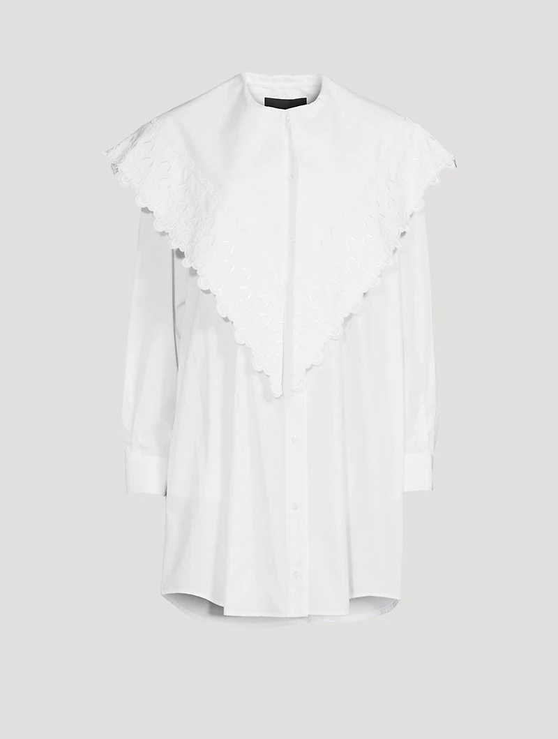Cotton Shirt Dress With Long Pointed Collar