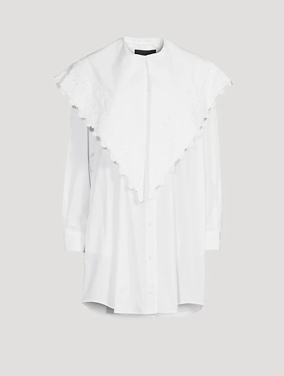 Cotton Shirt Dress With Long Pointed Collar