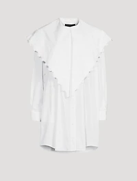 Cotton Shirt Dress With Long Pointed Collar