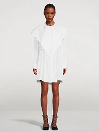 Cotton Shirt Dress With Long Pointed Collar