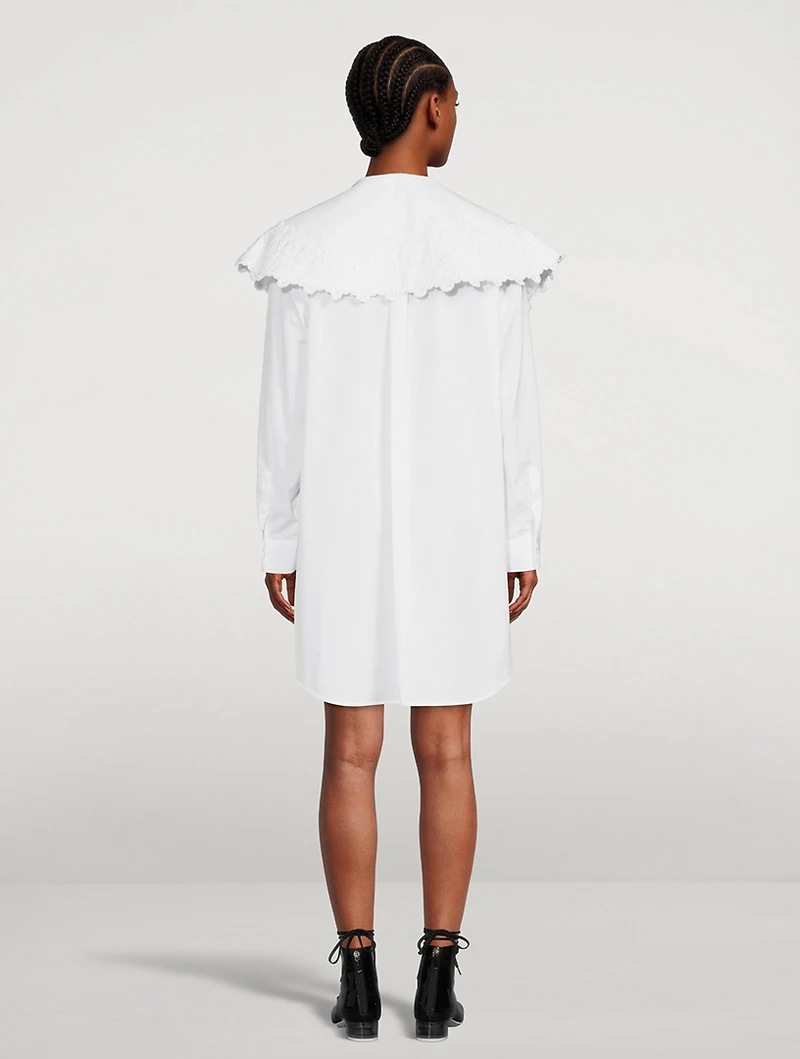 Cotton Shirt Dress With Long Pointed Collar