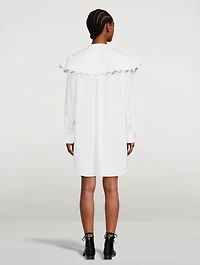 Cotton Shirt Dress With Long Pointed Collar