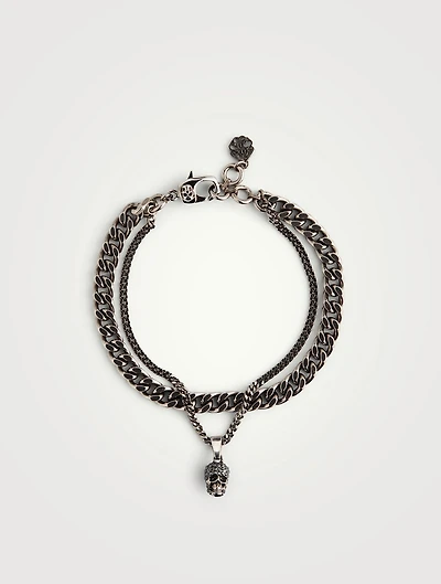 Pavé Skull Chain Bracelet