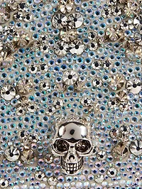 Mini Skull Embellished Suede Bag
