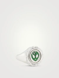 Pop Moss Silver Alien Coin Ring