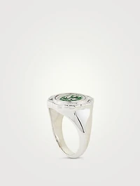 Pop Moss Silver Alien Coin Ring